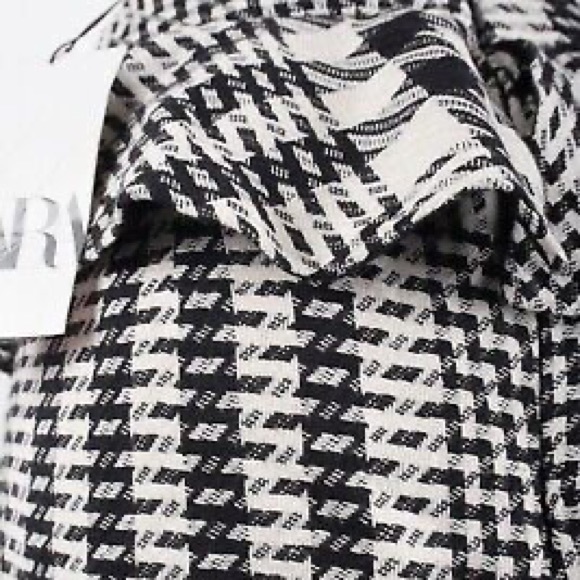 Zara Womens Skirt Black White Plaid Ruffled Pencil Houndstooth NWT - Picture 11 of 14